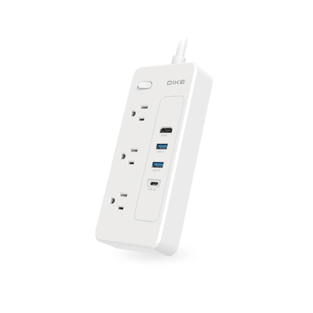 DIKE 7合1桌上型65W GaN PD HUB 3插3P排插延長線-DAH451