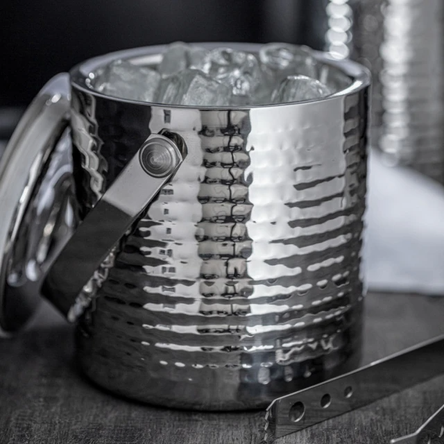 Vega Arvada附蓋錘紋不鏽鋼雙層冰桶+冰夾