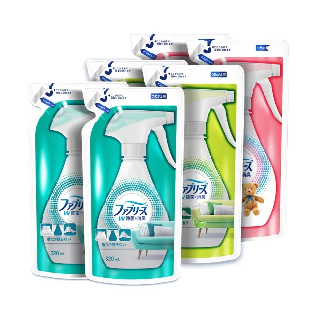風倍清 抗菌除臭噴霧 補充包 320ml/6入(高效除菌/綠茶清香/無香型/無香 酒精+)