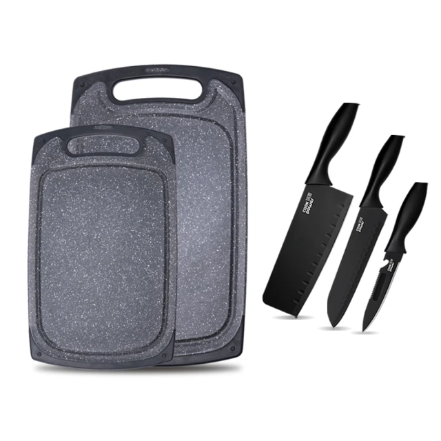 CookPower 鍋寶 抗菌不沾大理石紋砧板刀具組