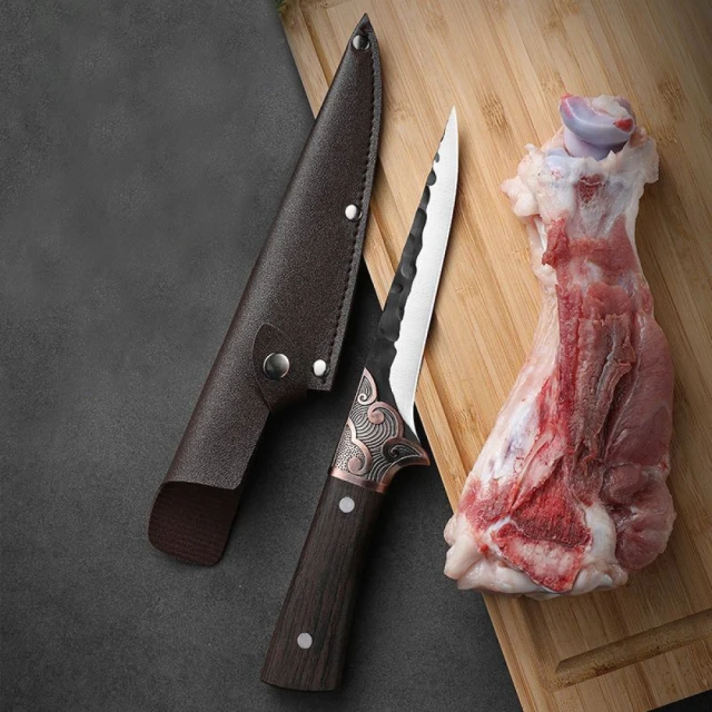 古法鍛造 不鏽鋼鍛打龍泉剃骨刀-附皮套