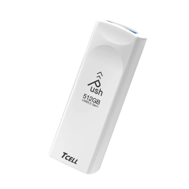 TCELL 冠元 USB3.2 Gen1 512GB Push推推隨身碟(珍珠白)