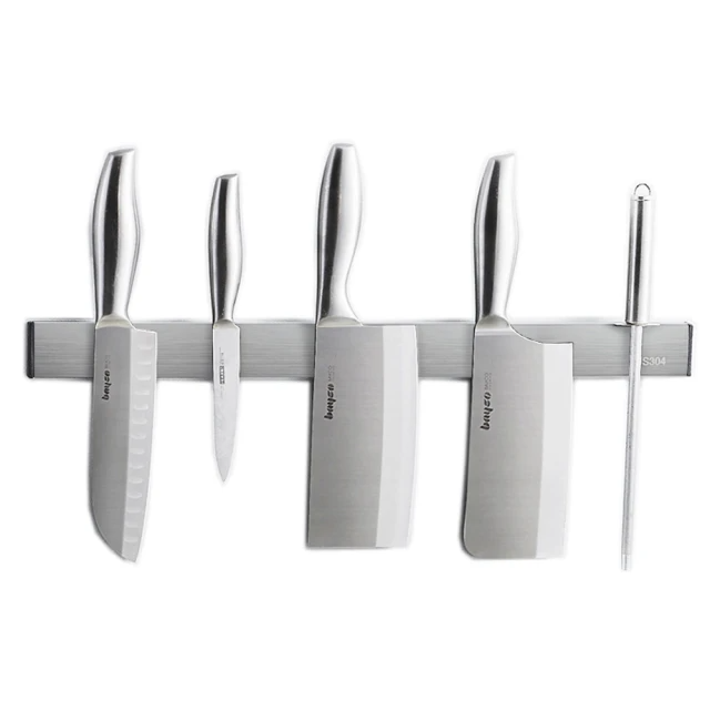 好物良品 40cm_銀色304不鏽鋼免打孔壁掛式廚房用具磁吸刀架