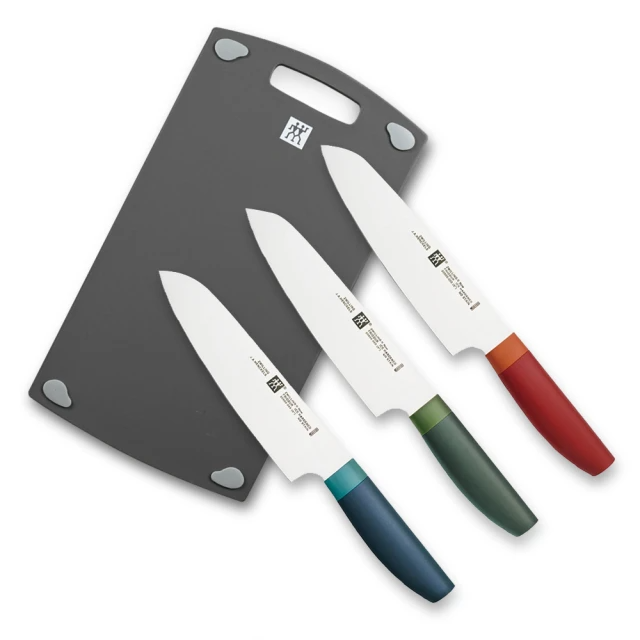 ZWILLING 德國雙人 Now S日式主廚刀三德刀18cm+雙面抗菌砧板36cmx20cm
