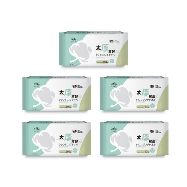 宏瑋 平紋款乾濕兩用洗臉巾 100抽x5入