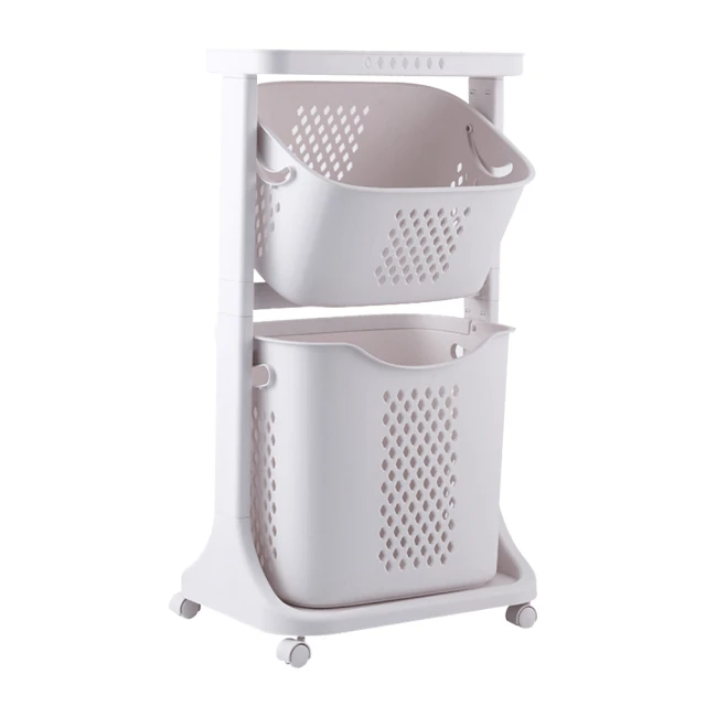 DaoDi 雙層髒衣籃滑輪推車 兩款可選