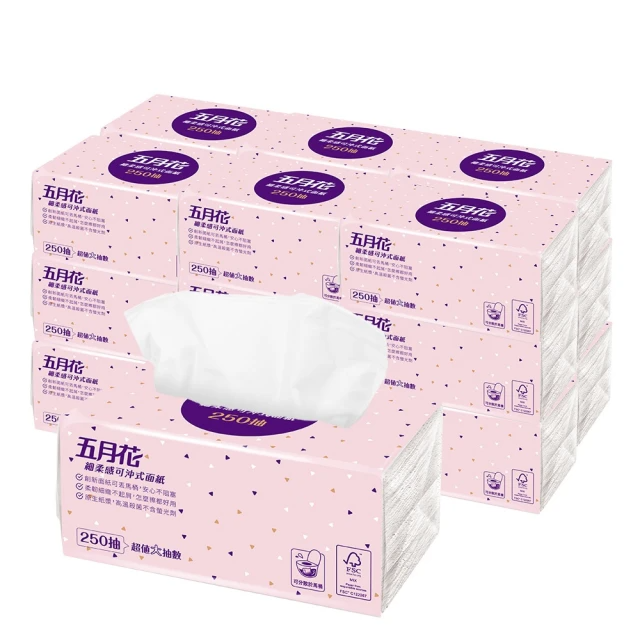 MAY FLOWER 五月花 細柔感可沖式面紙(250抽x18包)