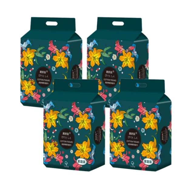 Mega 家庭號珍珠紋抽取式洗臉巾140抽x4入