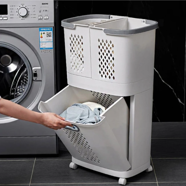 Mr.Box  日式附輪分離式髒衣籃(附無痕掛勾x2)