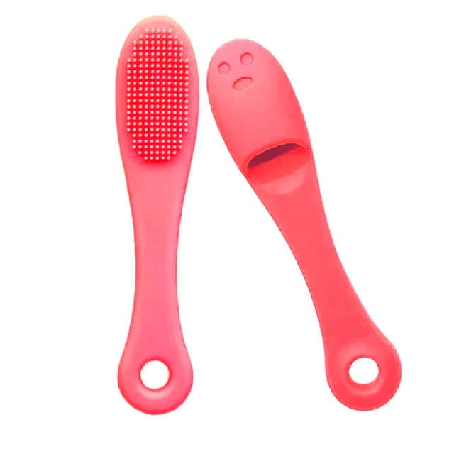 螢光粉指套矽膠臉部清潔刷-2入