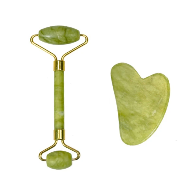 美容神器 天然玉石刮痧板套裝(按摩器*1+刮痧板*1)