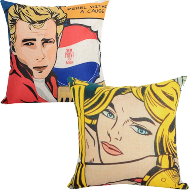 明星頭像 棉麻舒適方枕（詹姆士狄恩/美國女郎）