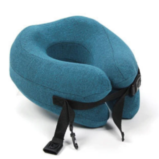 可捲式記憶棉頸枕(藍)