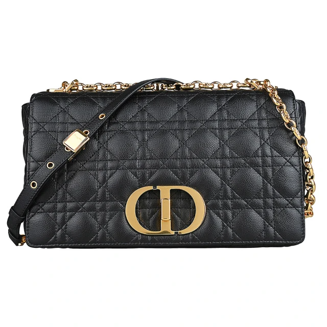 Dior 迪奧 Caro經典復古CD釦藤格紋絎縫柔軟小牛皮鏈帶斜背包