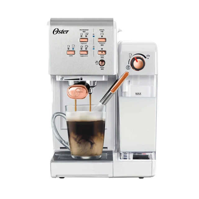 美國Oster 奶泡大師二代★5+隨享義式咖啡機-白玫瑰金(義式/膠囊兩用)