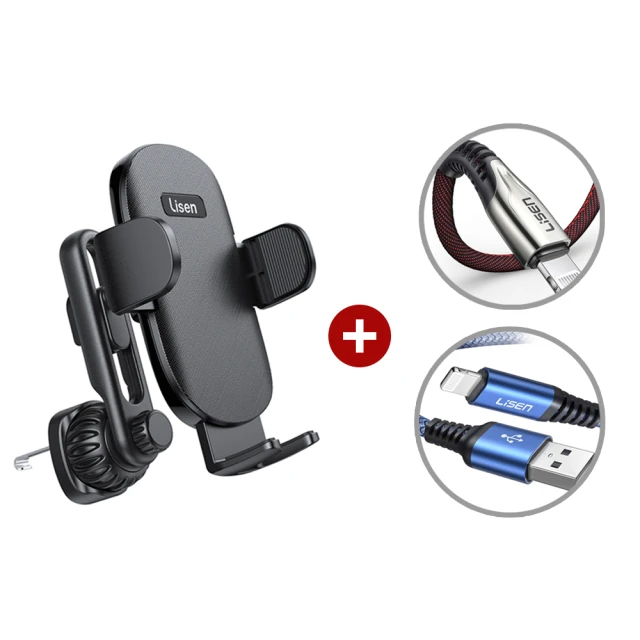 Lisen-360度萬向汽車支架 MFI充電線組合