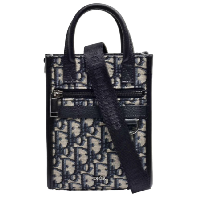 Dior 迪奧 經典Oblique緹花帆布直立式手提/斜背包