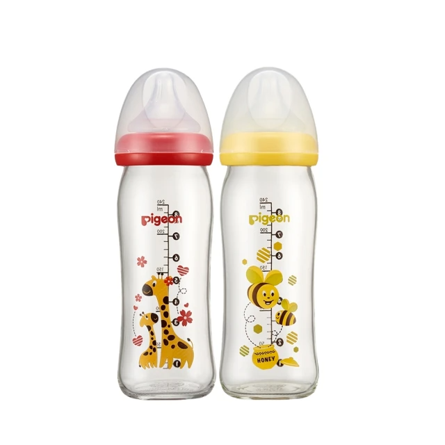 Pigeon貝親 寬口母乳實感彩繪玻璃奶瓶240ml(2款)