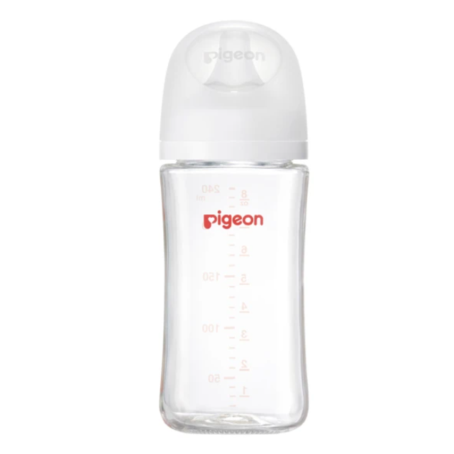 Pigeon貝親  第三代母乳實感玻璃奶瓶240ml/純淨白