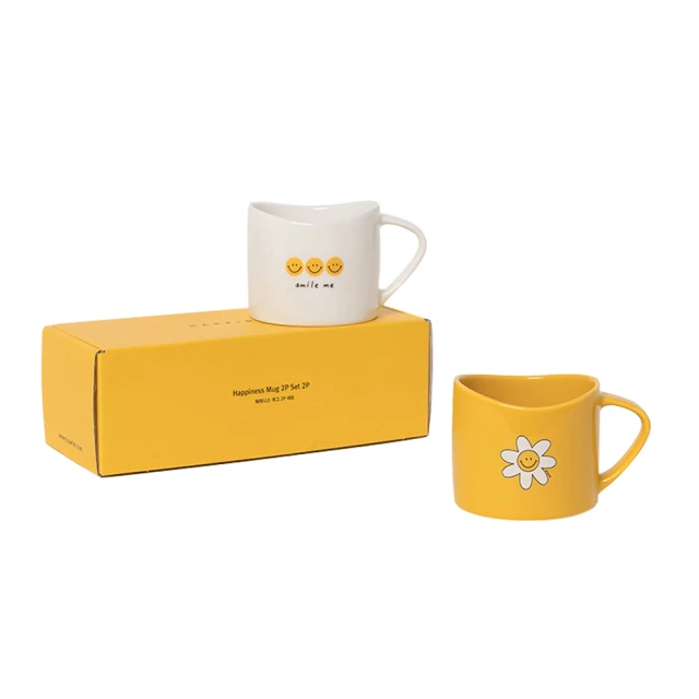 韓國SSUEIM 極簡ins爆款幸福微笑款情侶對杯組(370ML)