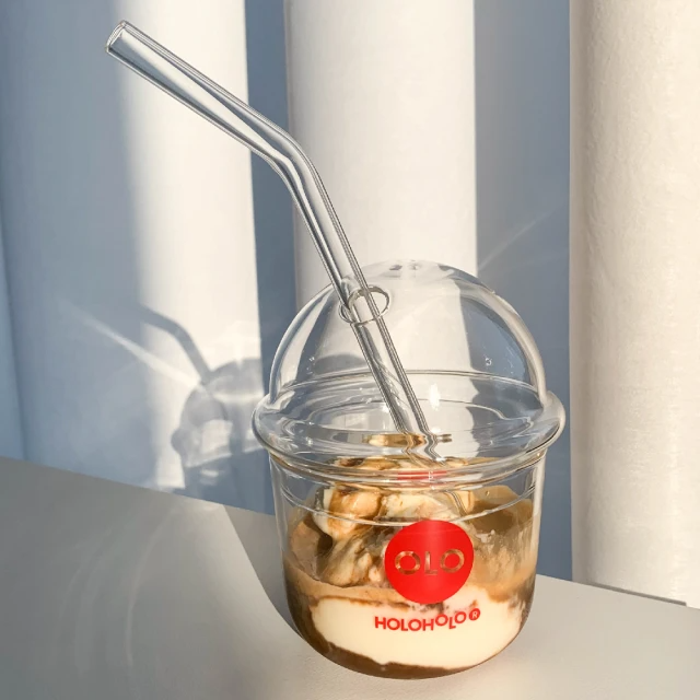 Holoholo BoBo Mini 玻璃吸管杯－小200ml／紅色-表情款