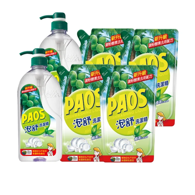 泡舒 洗潔精1000gx2+補充包800gX4(綠茶/檸檬/小蘇打 洗碗精)