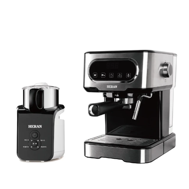 HERAN 禾聯 LED微電腦觸控義式咖啡機 (HCM-15XBE10)+冷熱電動磁浮奶泡機 (HMF-06E2)