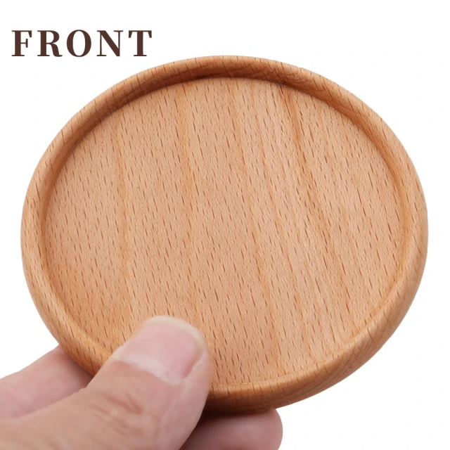 FRONT-櫸木加厚圓形凹型杯墊