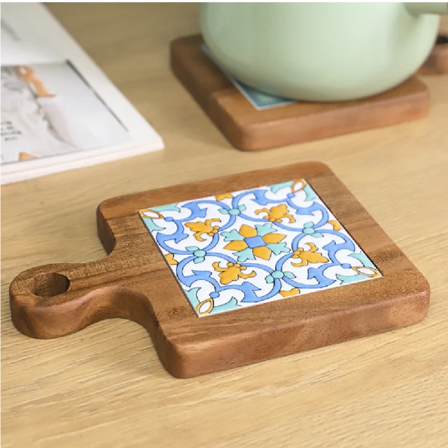 法式花磚防燙杯墊