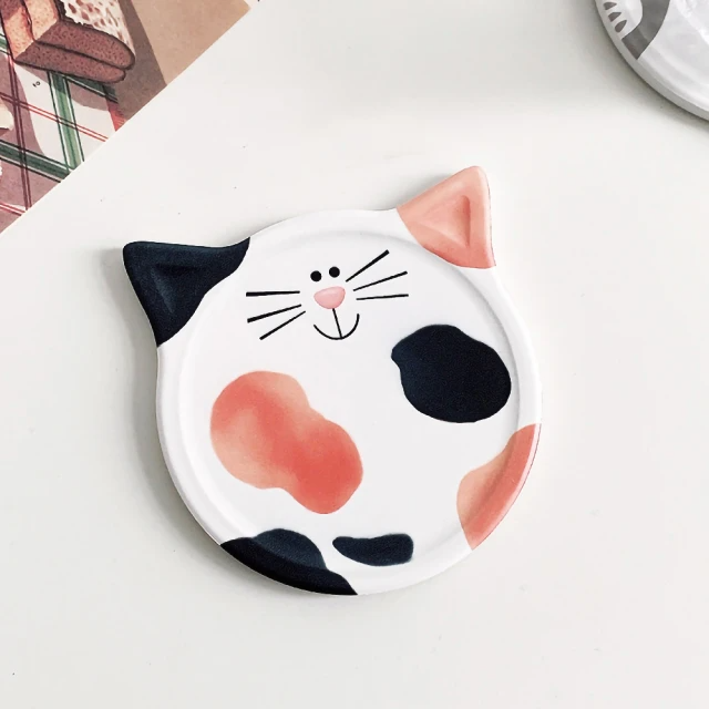 陶瓷貓咪造型吸水杯墊