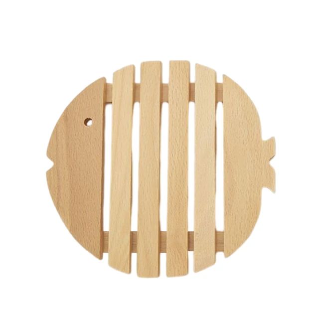 日式櫸木小魚造型隔熱墊