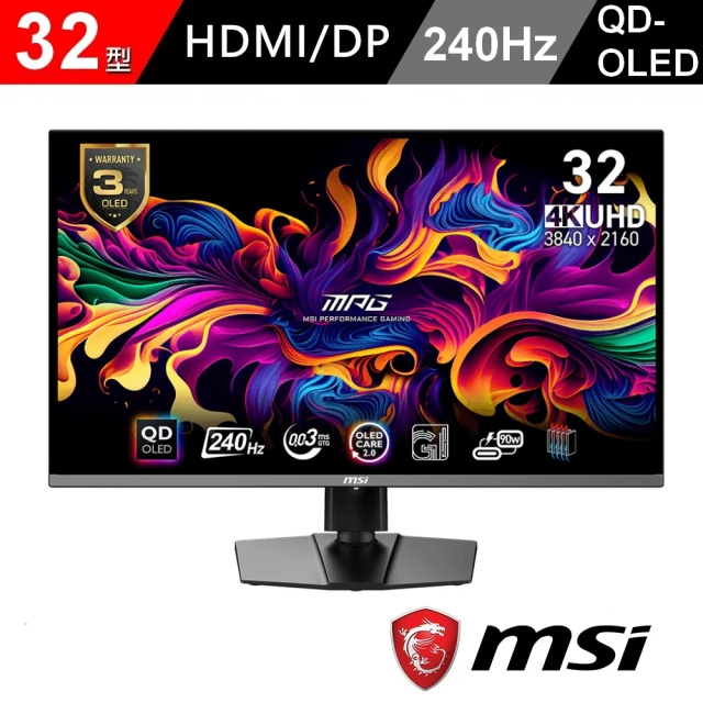 MSI 微星 MPG 321URX QD-OLED 32型 UHD 240Hz 電競顯示器