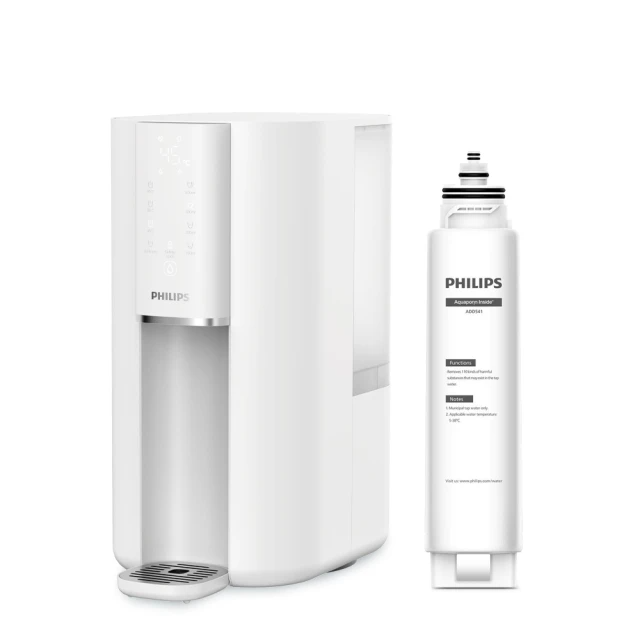 Philips 飛利浦 新一代超長效過濾智能雙效UV-C滅菌/RO瞬熱濾淨飲水機ADD6901WH(內含濾芯)+濾芯組ADD541