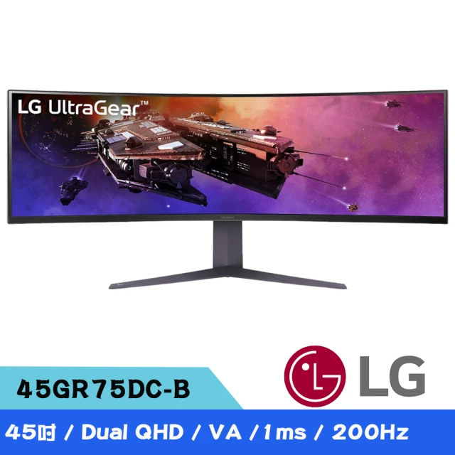 LG 樂金 45GR75DC-B UltraGear™ 45型 VA Dual QHD 200Hz曲面電競螢幕