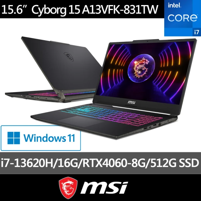 MSI 微星 15.6吋i7 RTX4060-8G 電競筆電(i7-13620H/16G/512G )