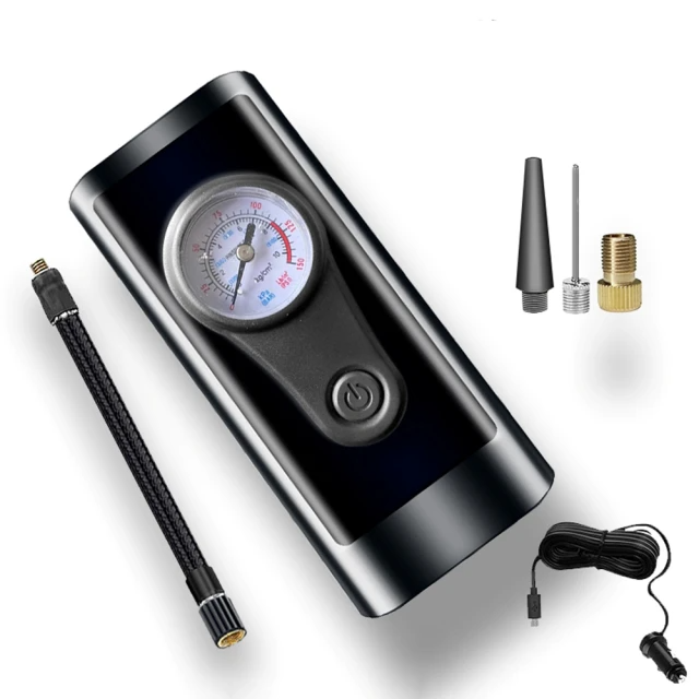 指針有線款汽車用輪胎打氣泵(附3種充氣嘴)