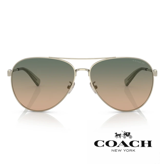 COACH 飛官框太陽眼鏡(淺金綠棕漸層鏡片#HC7140 900513)