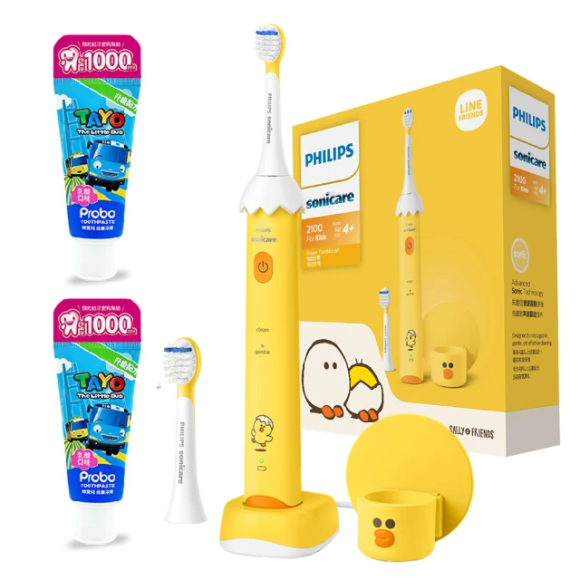 Philips 飛利浦 兒童軟毛音波電動牙刷_莎莉聯名 HX2472/01(+2條博寶兒TAYO兒童牙膏)