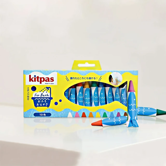 Kitpas 日本製環保無毒浴室可水洗蠟筆10色