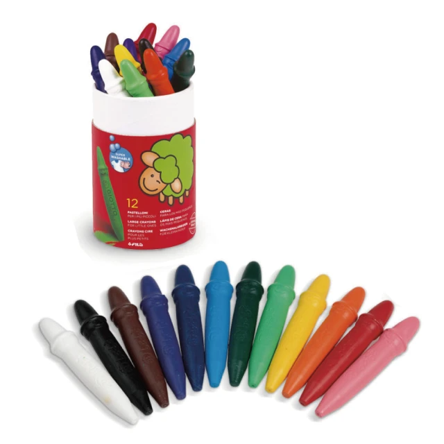 義大利GIOTTO 寶寶不沾手胖蠟筆12色/筆筒裝