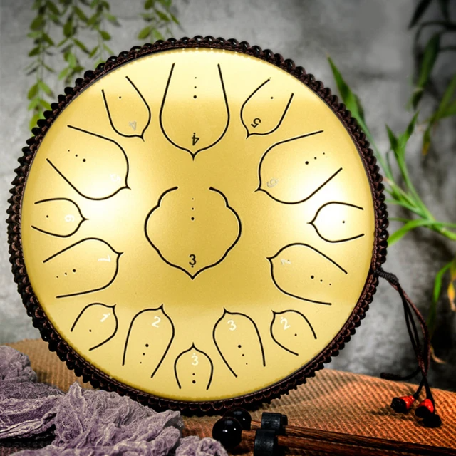 美佳音樂 14吋15音D調 全新碳鋼/加厚鼓體 空明鼓 空靈鼓-金色