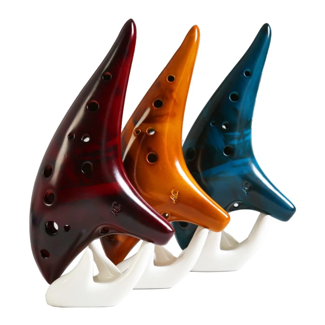 美佳音樂-12孔中音C調 古典稻草燻燒陶笛-3色(附高級收納包/掛繩/教材/擦布)