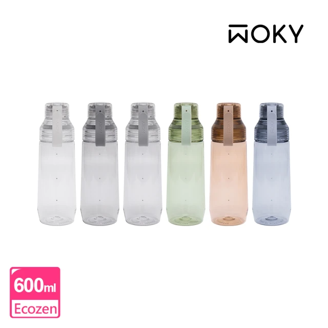 WOKY 沃廚 Ecozen透明水瓶600ml-附彈跳吸管(6色 單入)