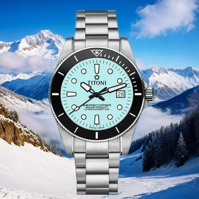 TITONI 梅花錶 SEASCOPER 阿爾卑斯冰川藍 陶瓷圈300米潛水機械錶 (83300 S-BK-718)