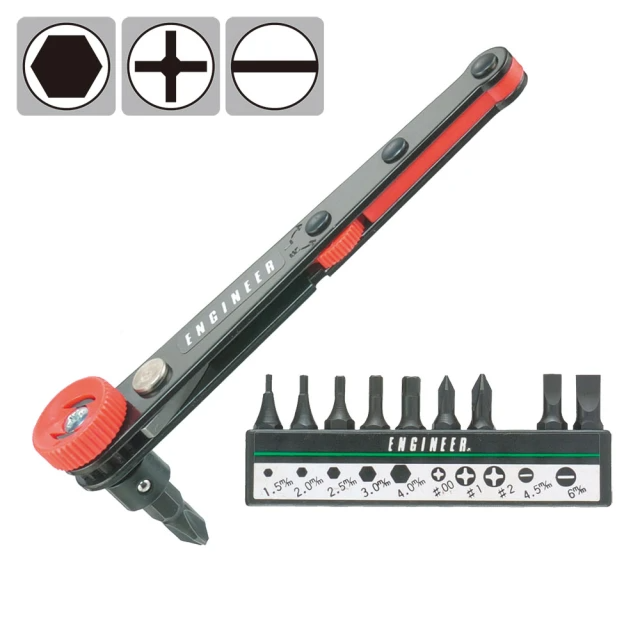 ENGINEER-L型棘輪螺絲起子組 DR-06(起子頭附磁)