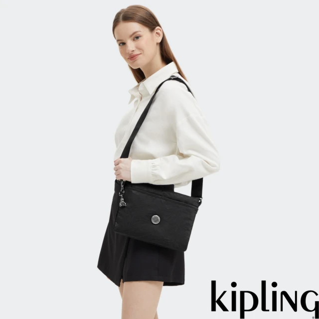 KIPLING『千層包』經典深黑提花大容量側背千層包-RIRI L
