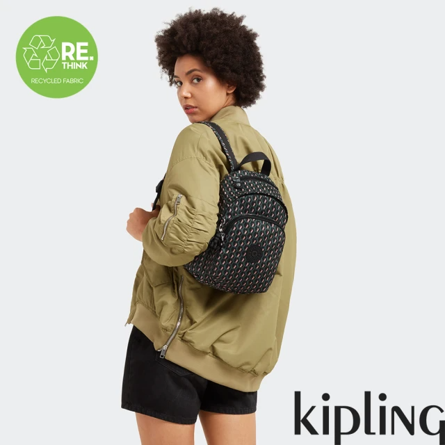 KIPLING 立體K字母撞粉色拉鍊式小巧收納後背包-DELIA MINI