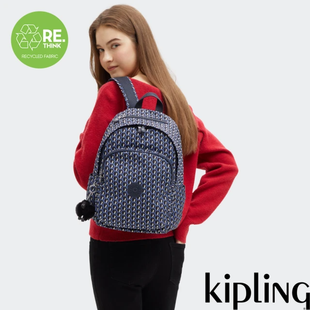 KIPLING 立體老花上方拉鍊後背包-DELIA