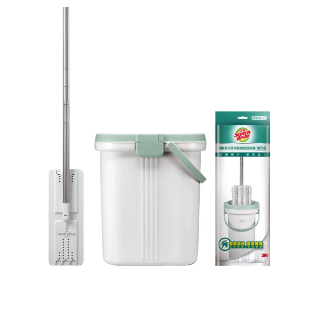 3M 百利免手洗平板刮水桶-1桶1桿3布