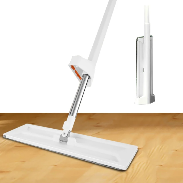 免手洗超細纖維乾濕兩用旋轉平板拖把-1桿2布